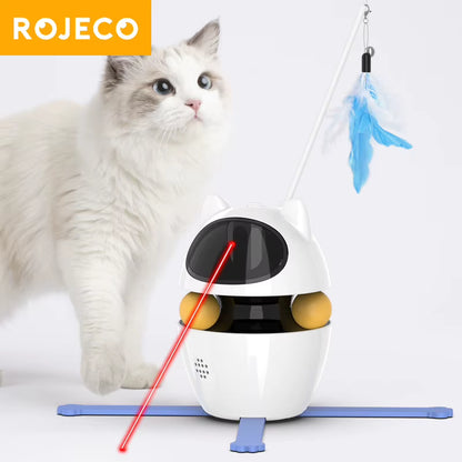 2 in 1 Smart Cat Toys Automatic Feather Fun Ball Toy Set for Cat Dog 5 Modes Electronic Interactive Pet Toy Accessories