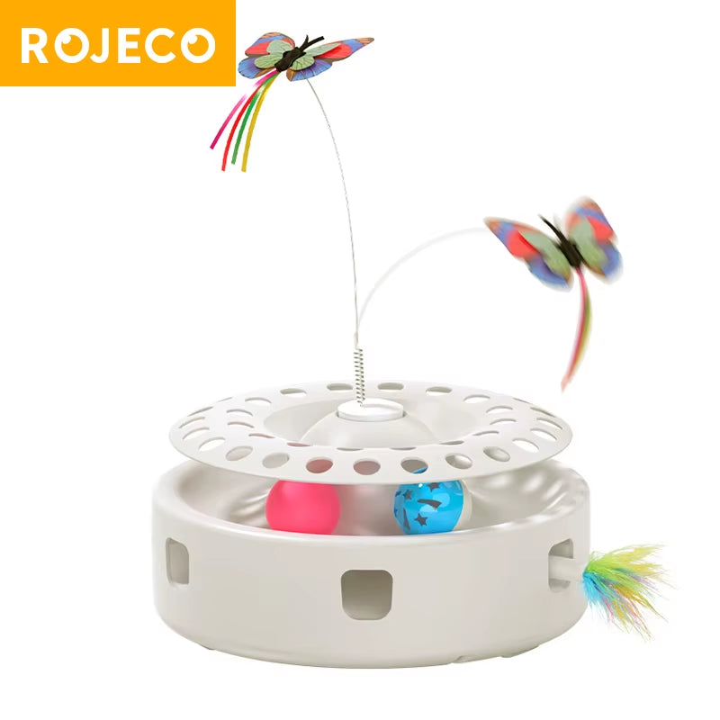 2 in 1 Smart Cat Toys Automatic Feather Fun Ball Toy Set for Cat Dog 5 Modes Electronic Interactive Pet Toy Accessories